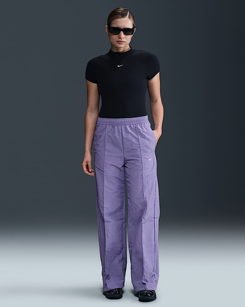 Nike Sportswear Everything Wovens Women's Mid-Rise Open-Hem Pants - Dusty Amethyst/White