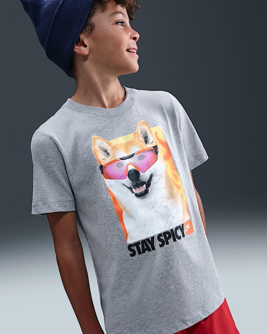 Nike Sportswear Big Kids' T-Shirt - Dark Grey Heather