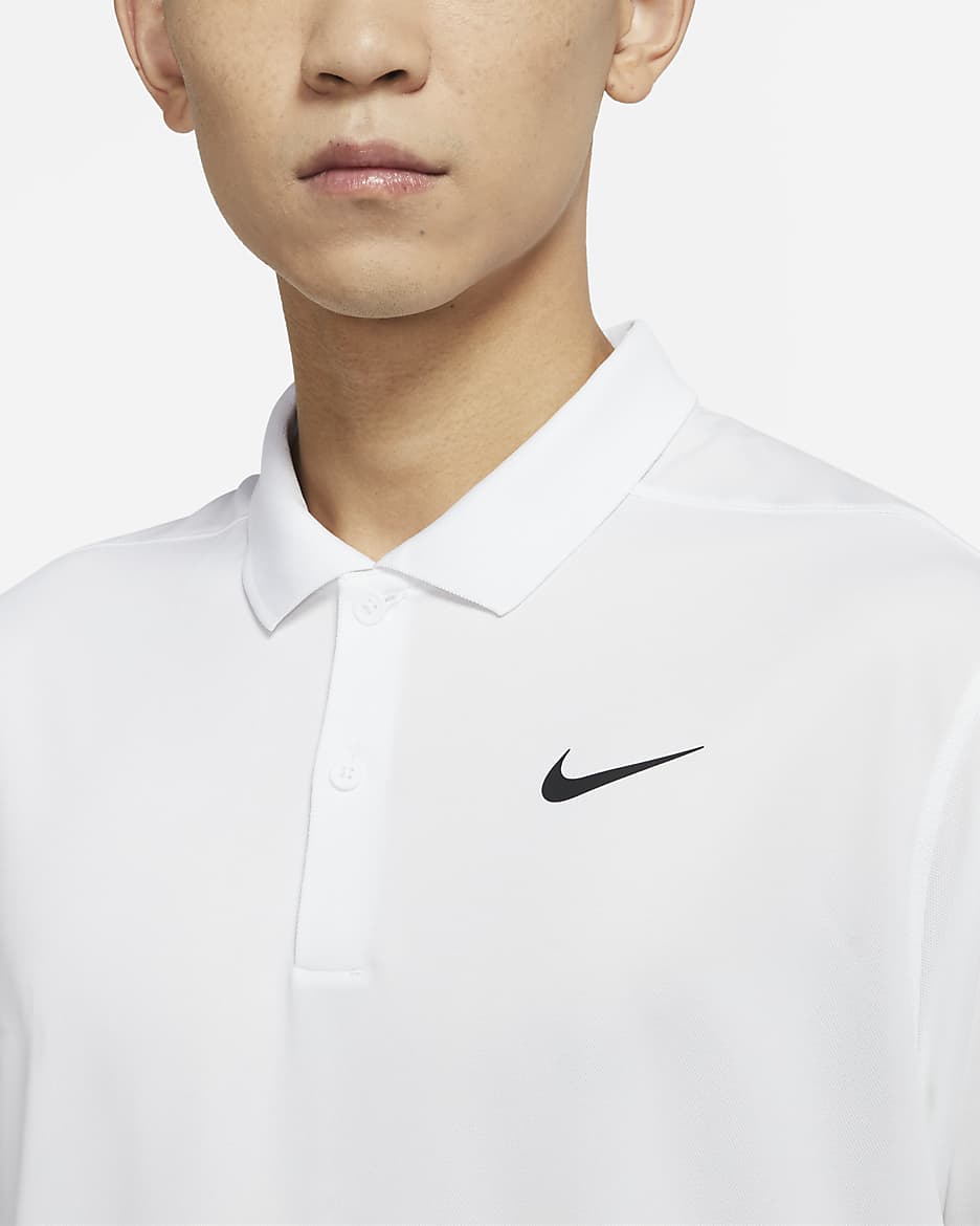 เสื้อโปโลกอล์ฟผู้ชาย Nike Dri-FIT Victory - ขาว/ดำ