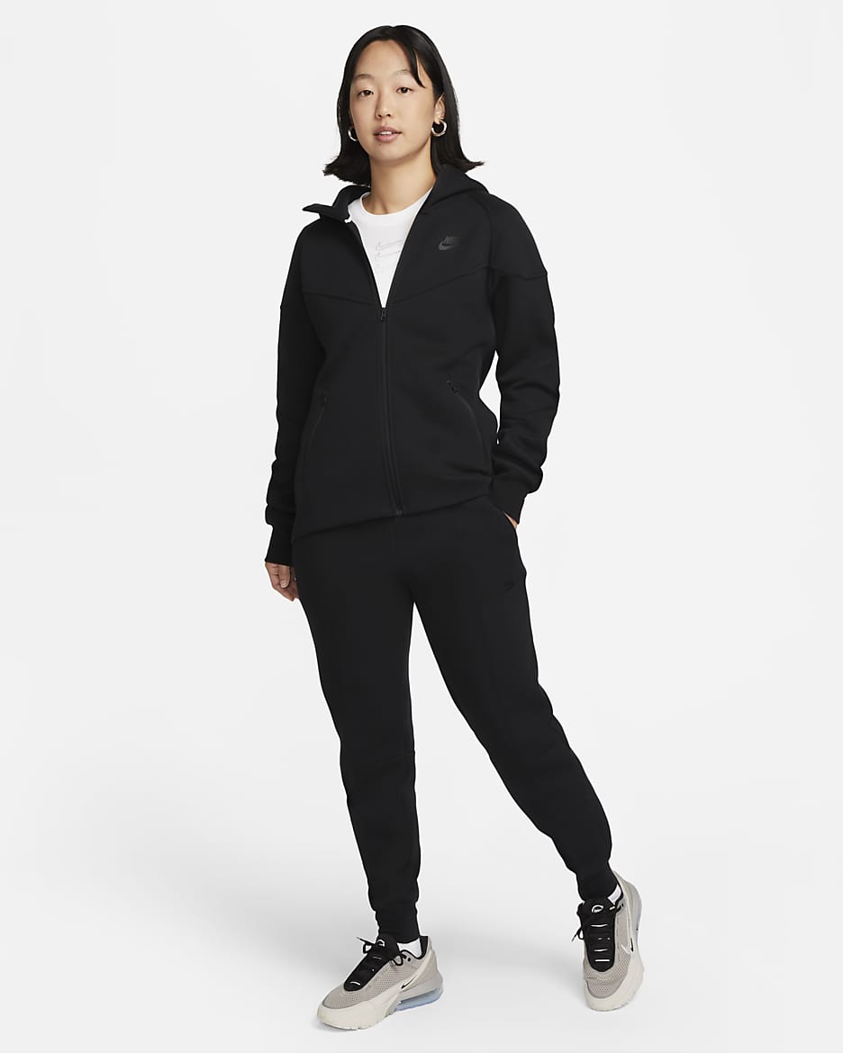 Nike Sportswear Tech Fleece Windrunner 女款全長式拉鍊連帽上衣 - 黑色/黑色