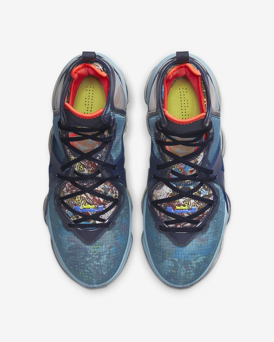 LeBron 19 Basketball Shoes - Blackened Blue/Worn Blue/Atomic Green/Medium Blue