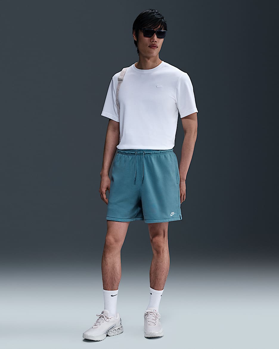 Nike Club Men's French Terry Flow Shorts - Denim Turquoise/Denim Turquoise/White