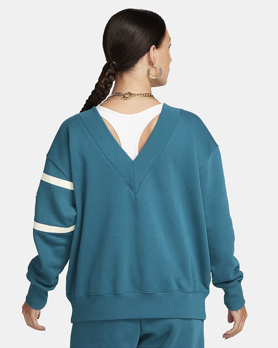 Nike Sportswear Phoenix Fleece sweatshirt med V-hals til dame - Geode Teal
