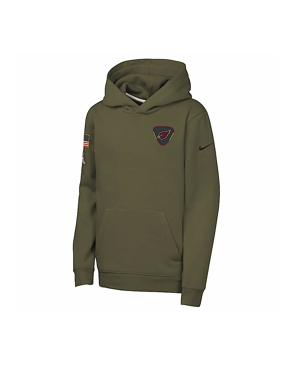 Sudadera con capucha sin cierre para niños talla grande "Salute to Service" Nike Club Fleece de la NFL de los Arizona Cardinals - Oliva