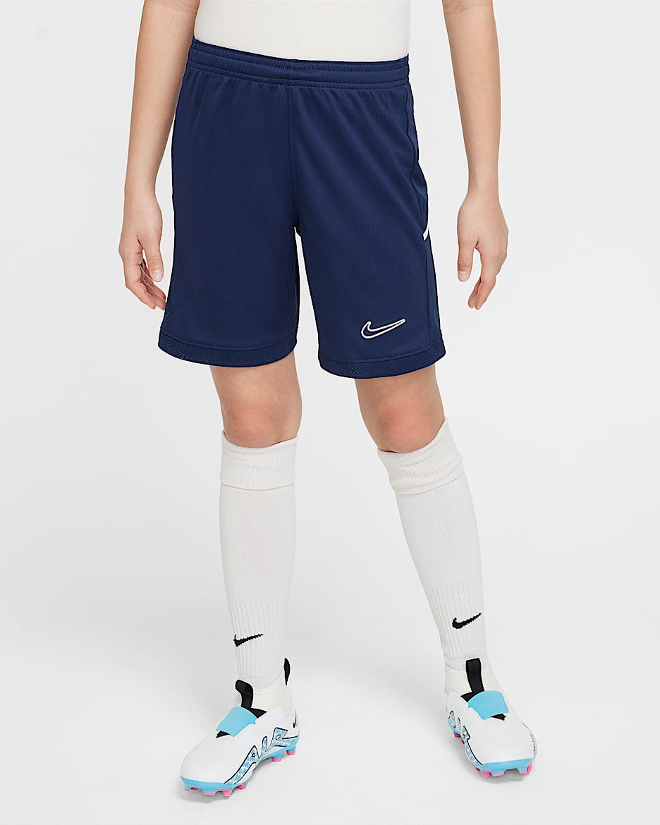 Shorts de fútbol Dri-FIT para niños talla grande Nike Academy - Azul marino medianoche/Azul marino medianoche/Blanco