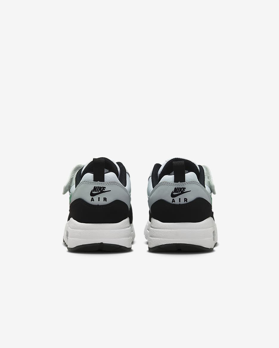 Nike Air Max 1 EasyOn sko til små barn - Hvit/Pure Platinum/Svart/Stadium Green