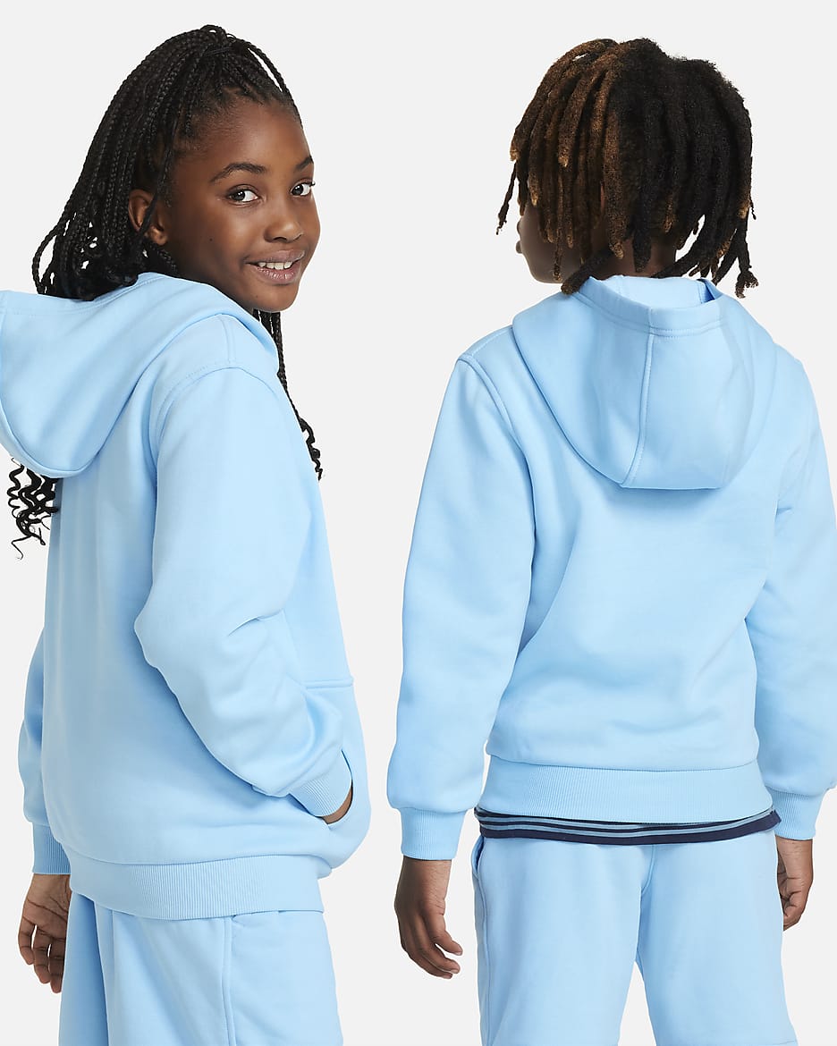 Sudadera con gorro sin cierre para niños talla grande Nike Sportswear Club Fleece - Azul acuario/Blanco