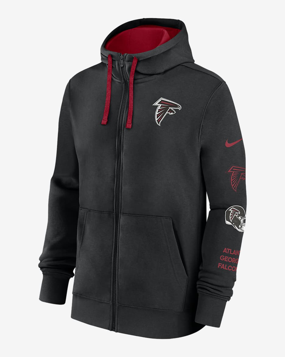 Atlanta Falcons Club Men's Nike NFL Full-Zip Hoodie - Black