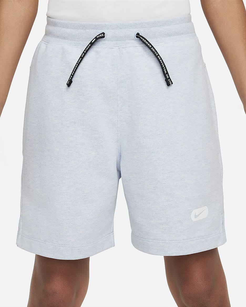 Nike Dri-FIT Athletics Older Kids' (Boys') Fleece Training Shorts - Light Armoury Blue/Heather/White