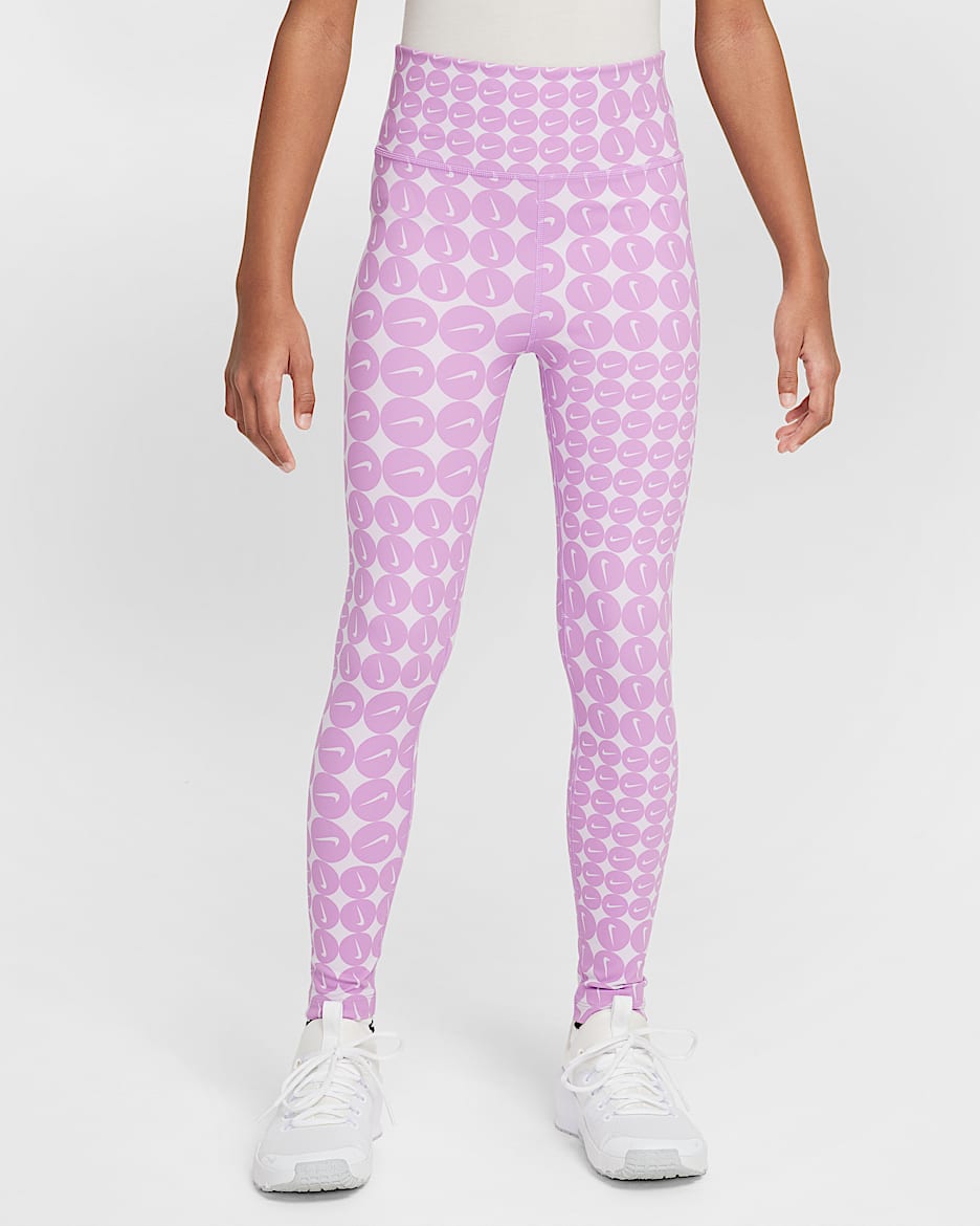 Legging taille haute Dri-FIT Nike One pour ado (fille) - Rush Fuchsia/Blanc