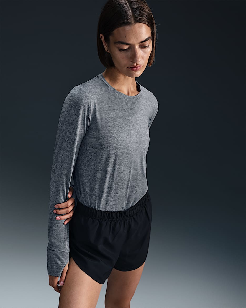 Nike One Classic Women's Dri-FIT Long-Sleeve Top - Smoke Grey/Heather/Black