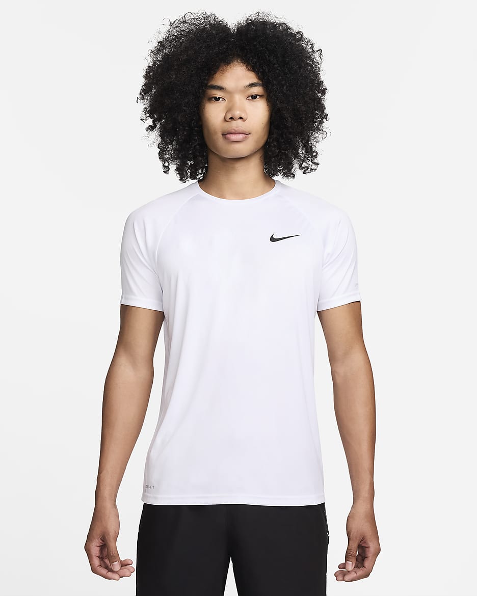 Camiseta Hydroguard de natación de manga corta para hombre Nike Essential - Blanco