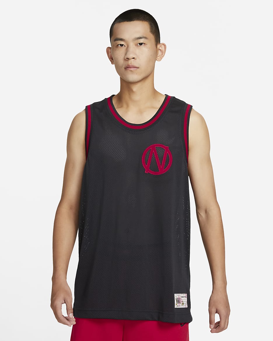 Nike Dri-FIT 男款高級籃球球衣 - Off Noir/Gym Red