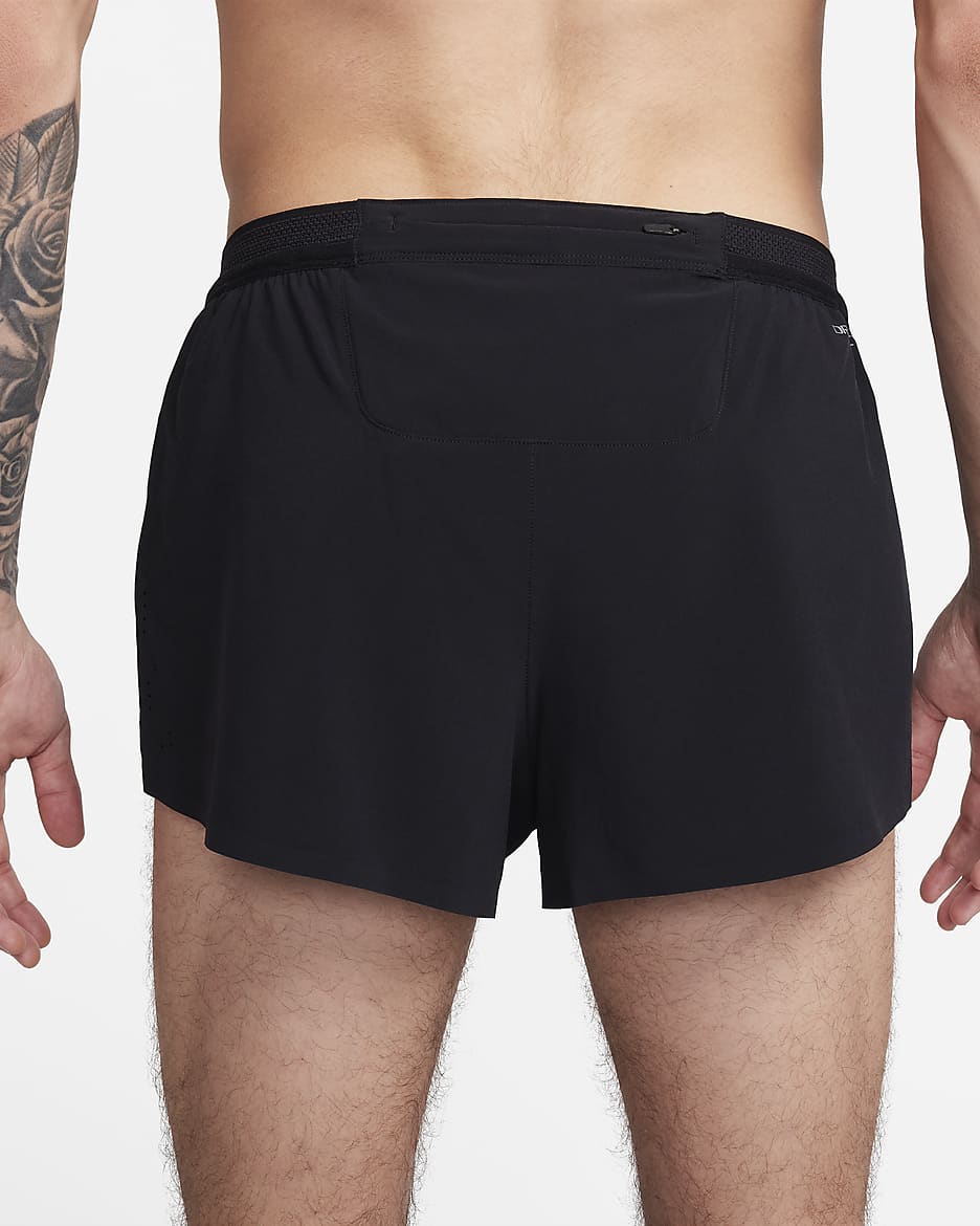 Shorts de correr Dri-FIT ADV de 5 cm con forro de ropa interior para hombre Nike AeroSwift - Negro/Blanco cumbre