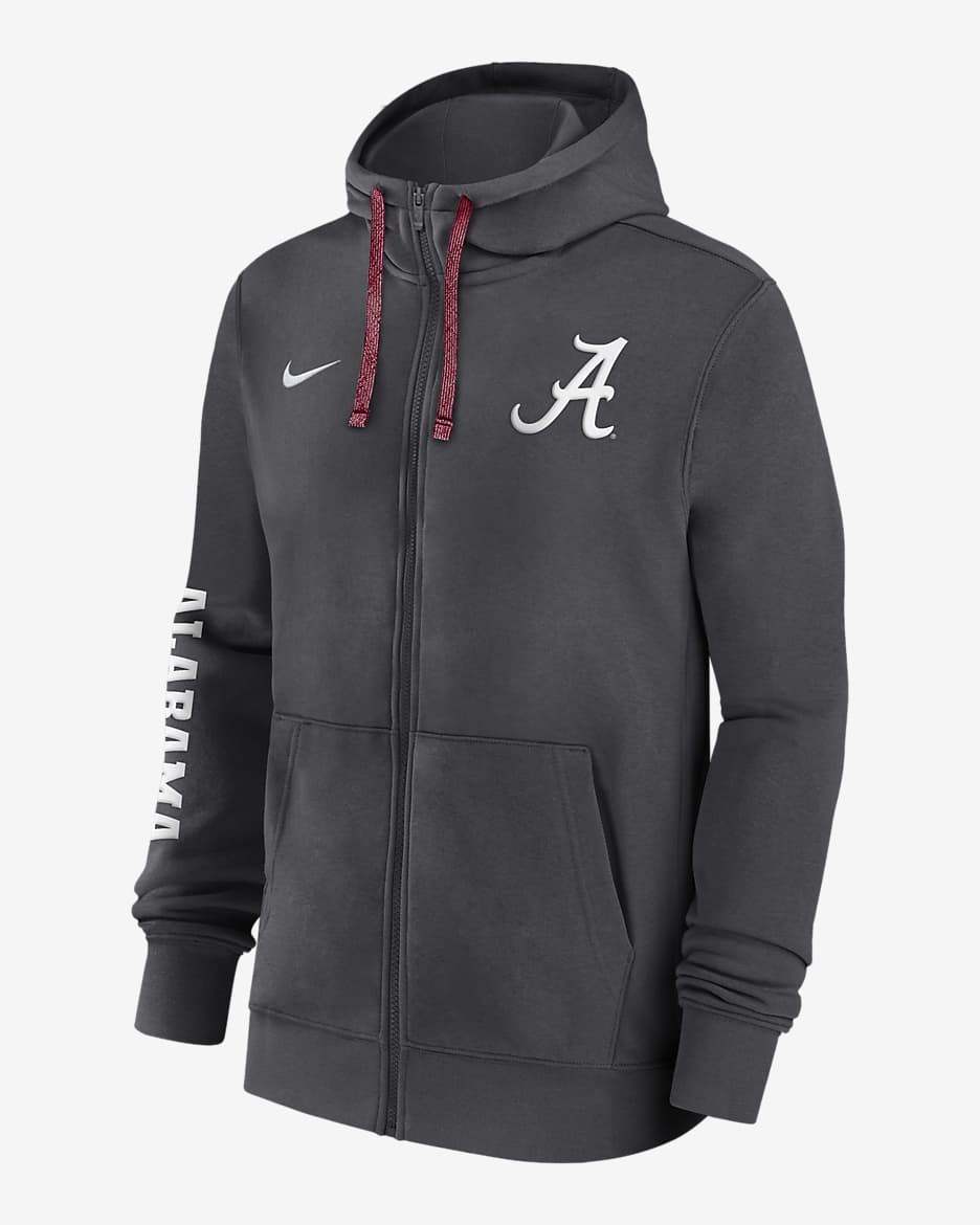 Alabama Crimson Tide Sideline Team Issue Men's Nike College Full-Zip Hoodie - Anthracite