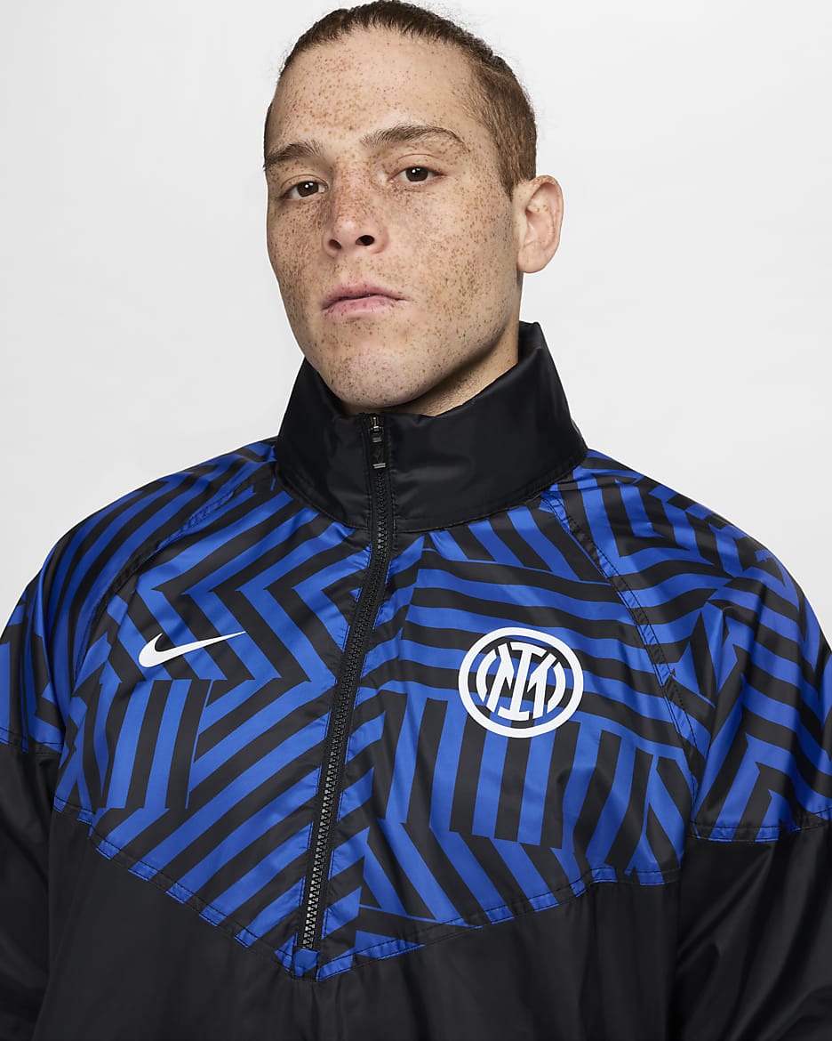 Casaco de futebol anoraque Nike do equipamento principal Windrunner Inter de Milão para homem - Preto/Branco