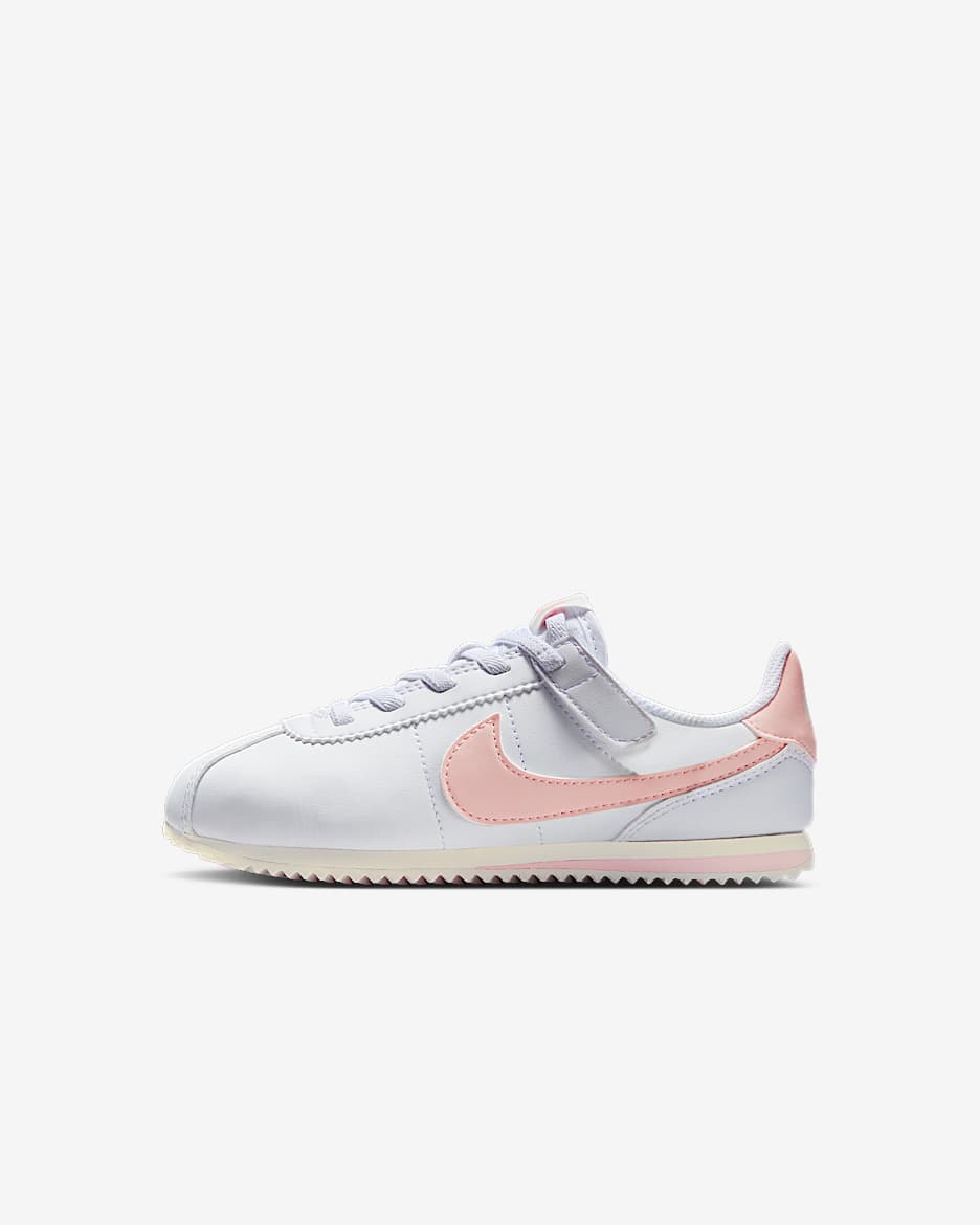 Tenis para niños de preescolar Nike Cortez EasyOn - Blanco/Vela/Rosa eco
