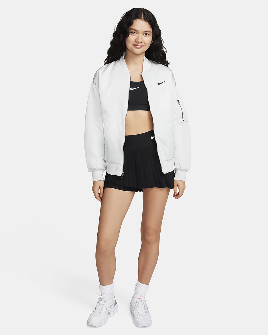 Nike Sportswear Women's Reversible Varsity Bomber Jacket - Photon Dust/Photon Dust/Black