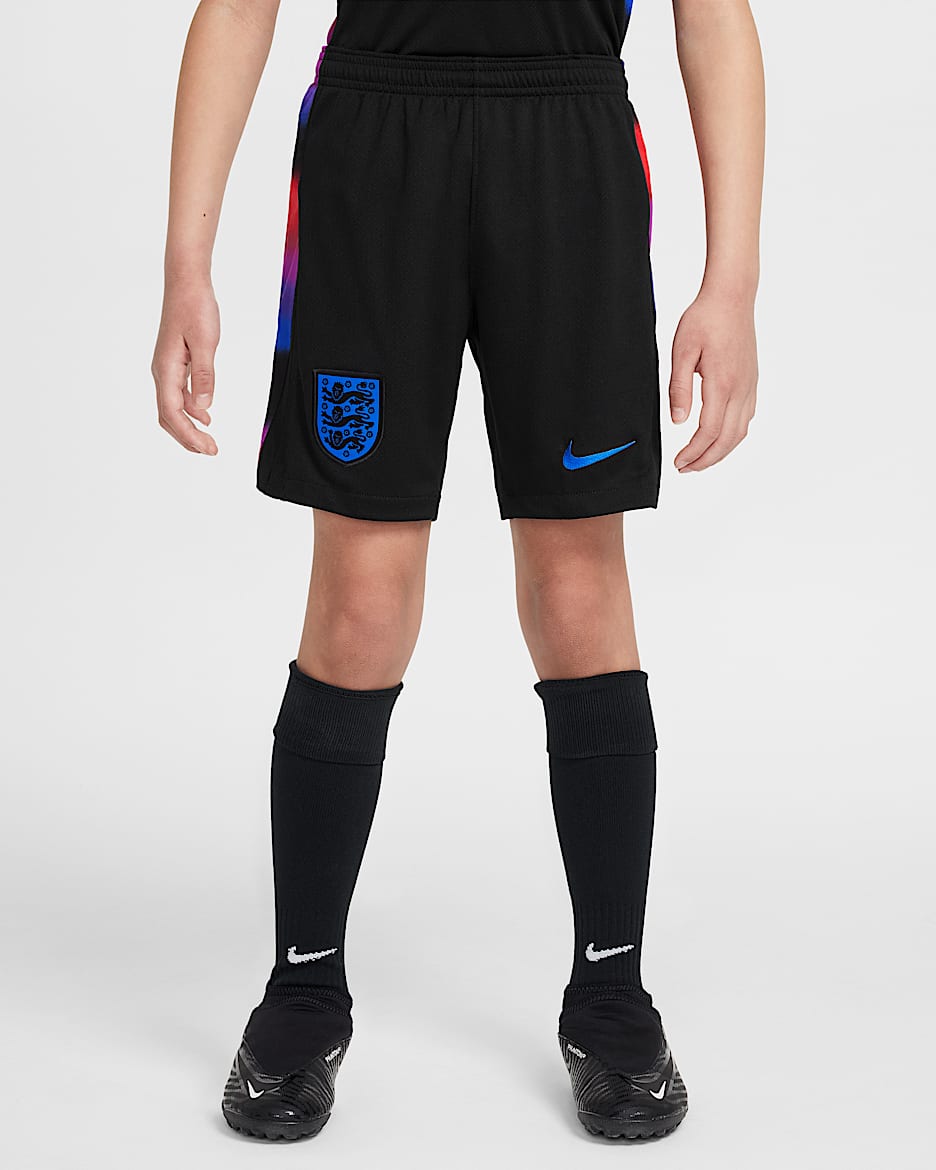 İngiltere 2025/26 Stadyum Deplasman Nike Dri-FIT Genç Çocuk Futbol Taraftar Şortu - Siyah/Light Photo Blue