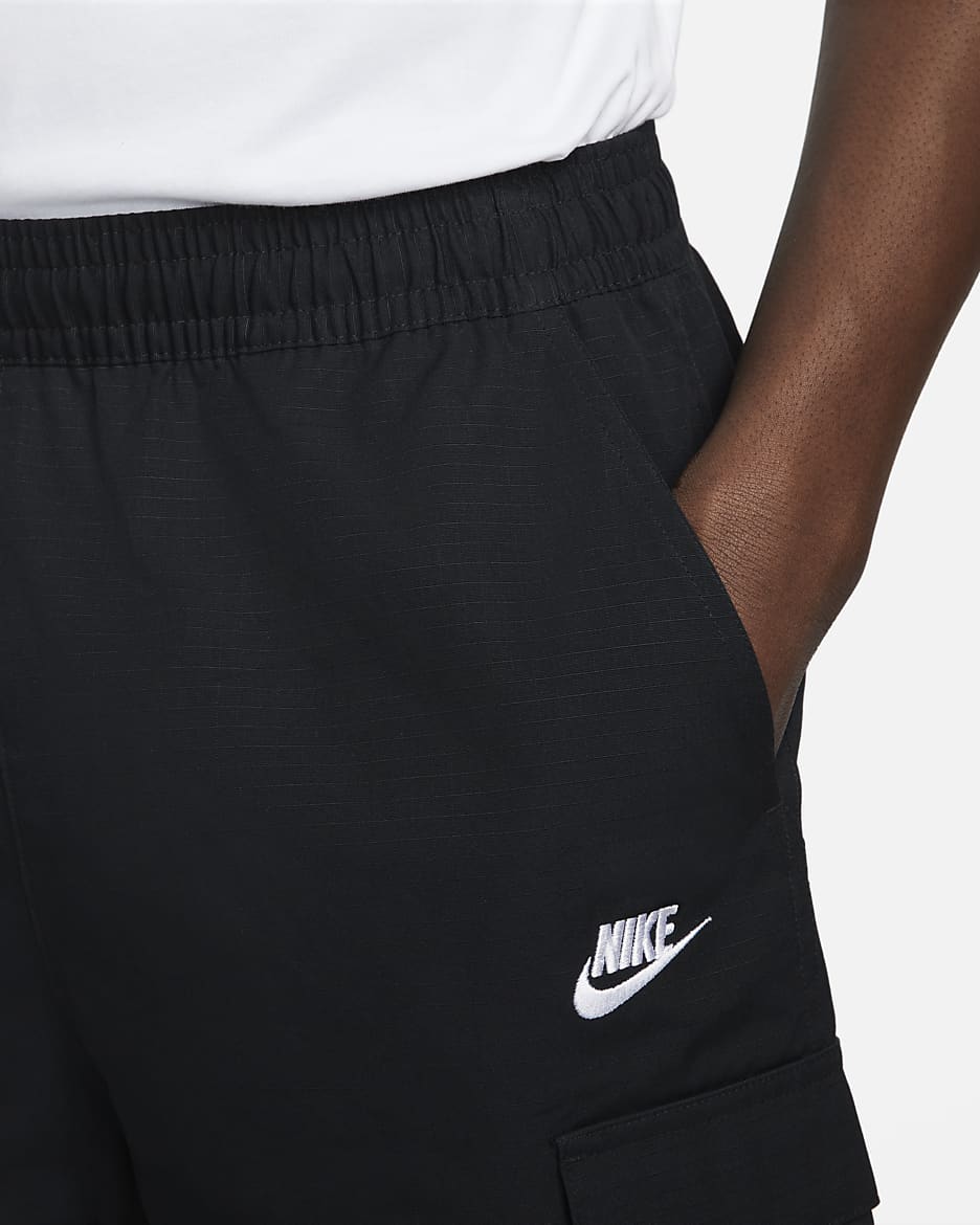 Short cargo tissé Nike Club pour homme - Noir/Blanc