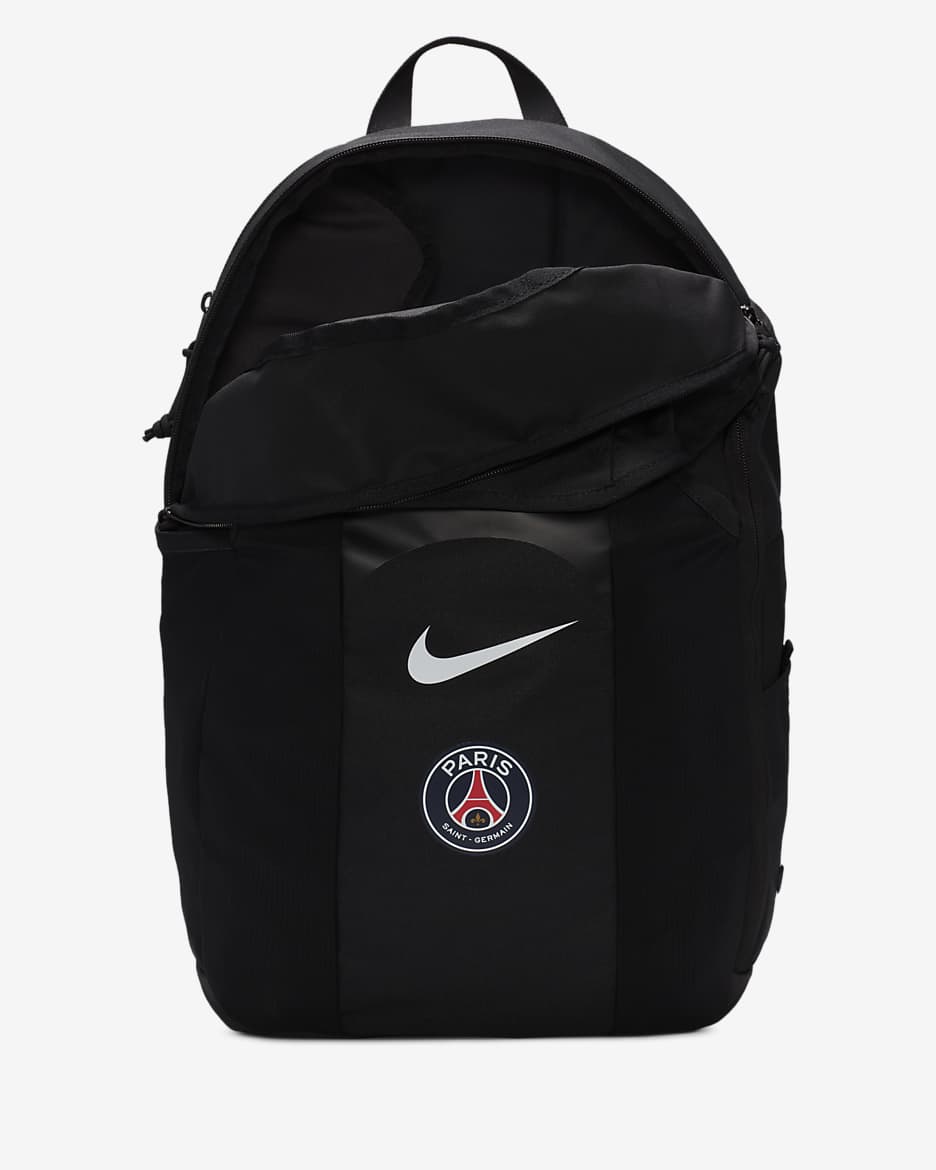 Paris Saint-Germain Academy-fodboldrygsæk (30 l) - sort/sort/hvid