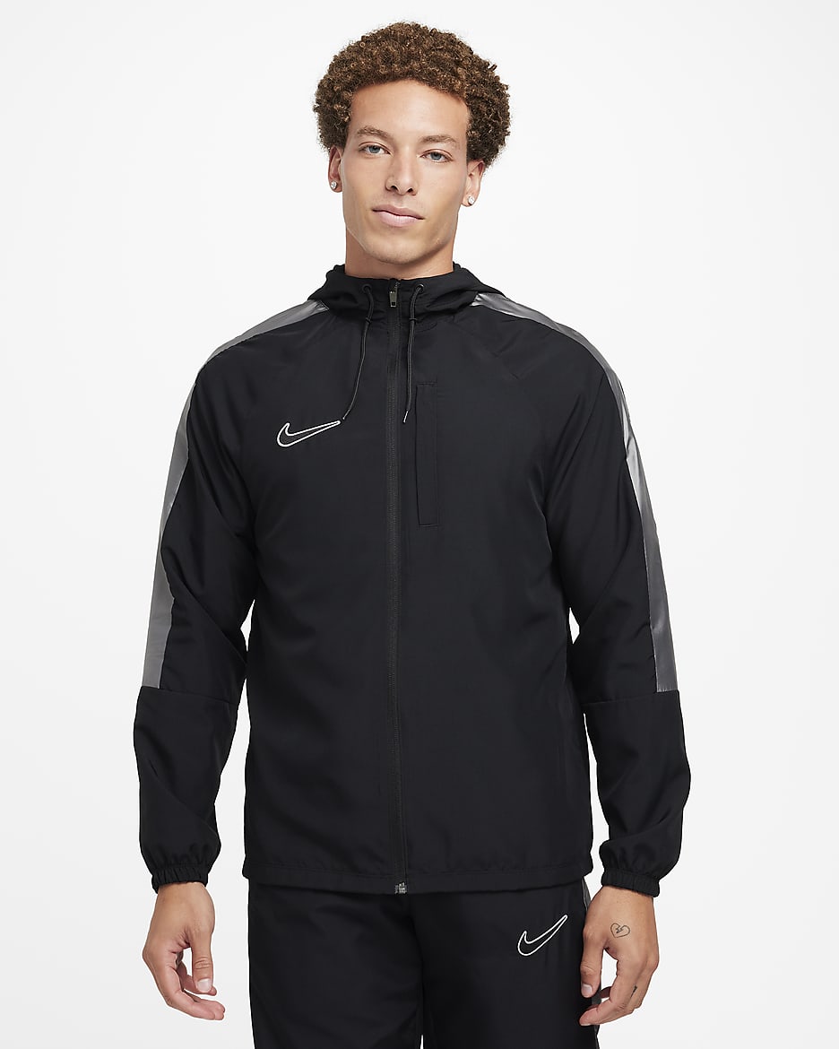 Nike Academy Men's Water-Repellent Hooded Soccer Jacket - Black/Black/White/White