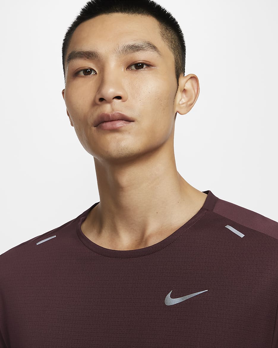 Nike Dri-FIT Rise 365 男款短袖跑步上衣 - Burgundy Crush