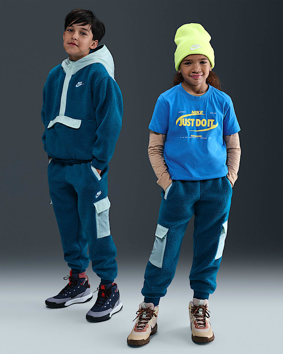 Nike Sportswear Club Fleece Big Kids' Cargo Pants - Green Abyss/Mint Foam/White