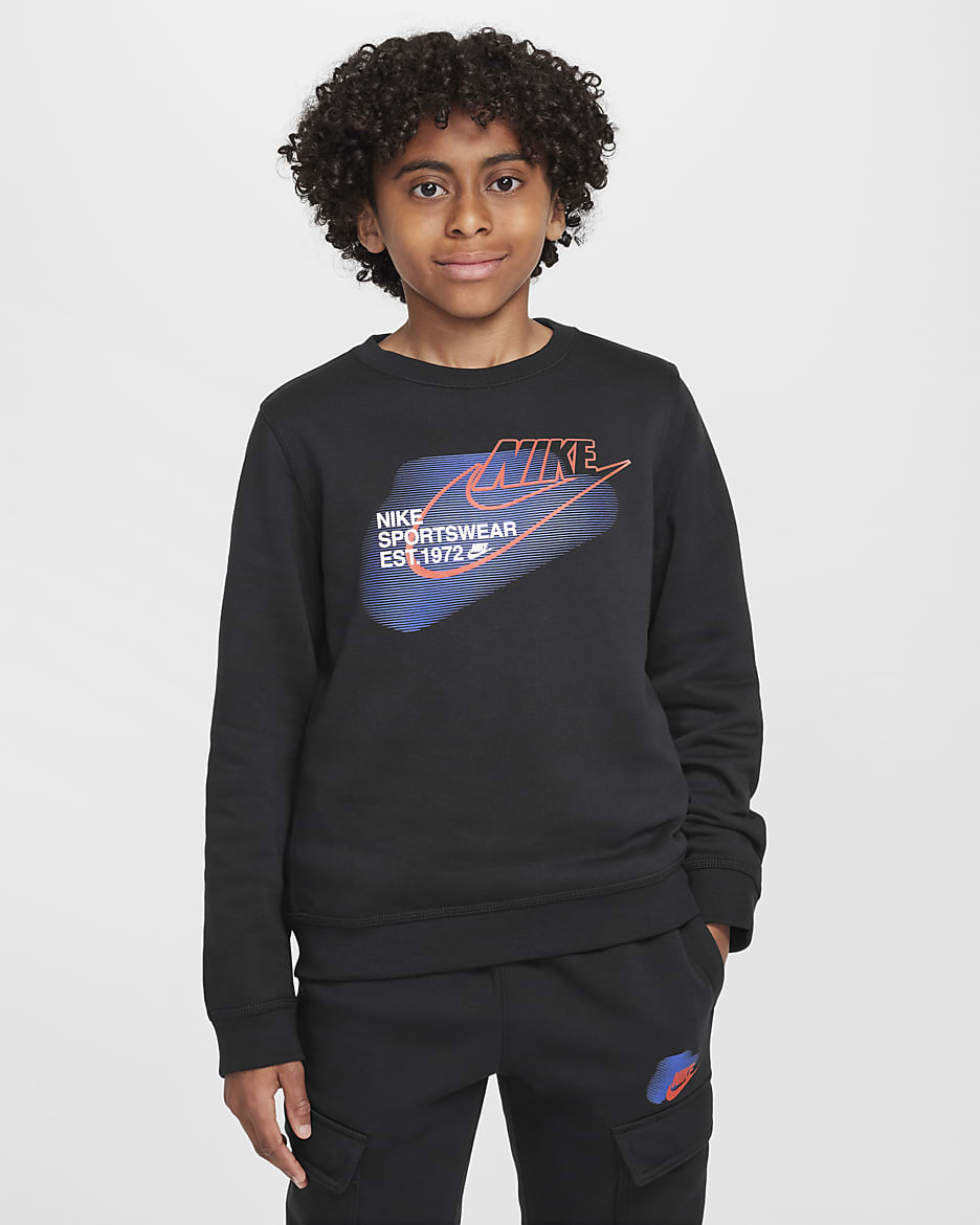 Nike Sportswear Standard Issue Sweatshirt mit Rundhalsausschnitt (ältere Kinder, Jungen) - Schwarz