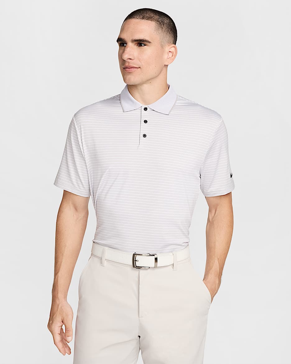 Polo de golf a rayas Dri-FIT para hombre Nike Tour - Blanco/Negro