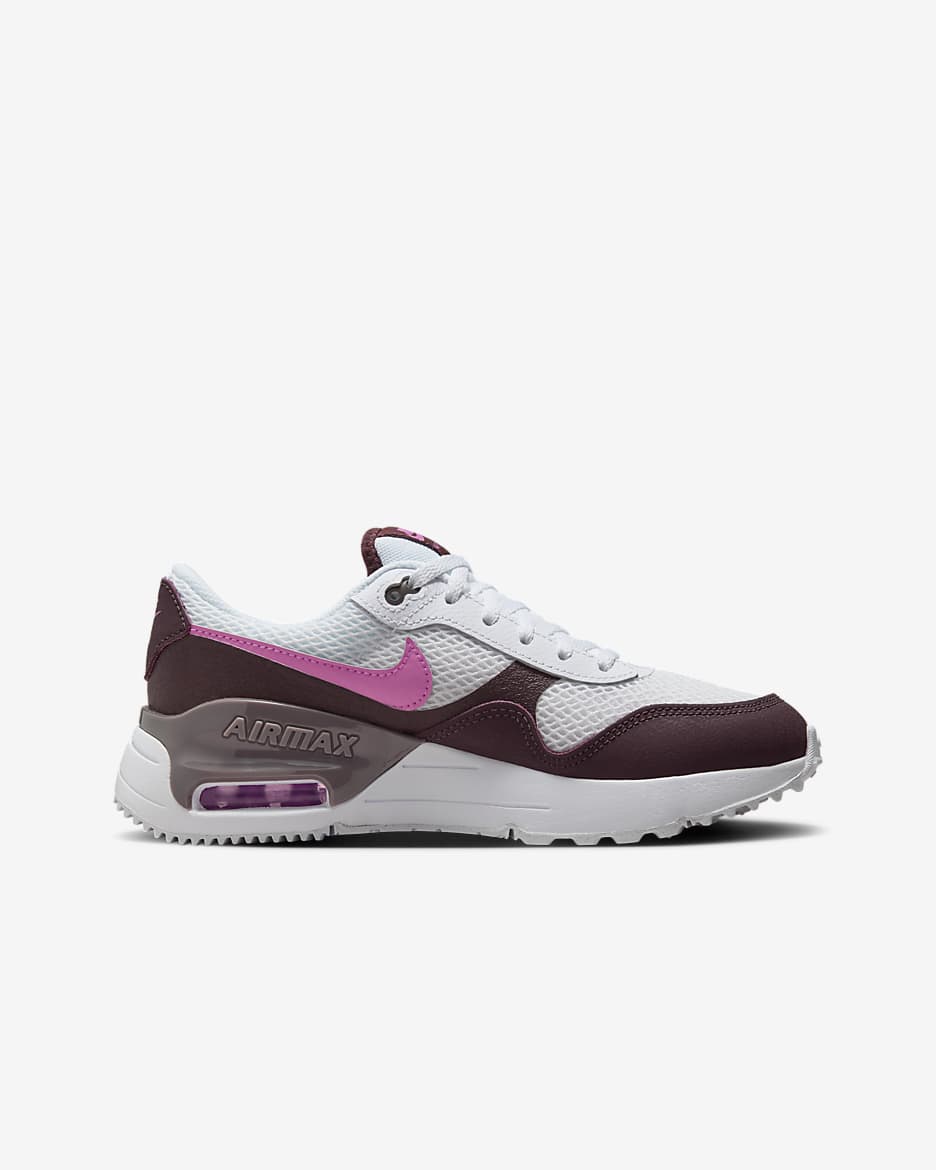 Nike Air Max SYSTM Older Kids' Shoes - White/Burgundy Crush/Violet Ore/Playful Pink