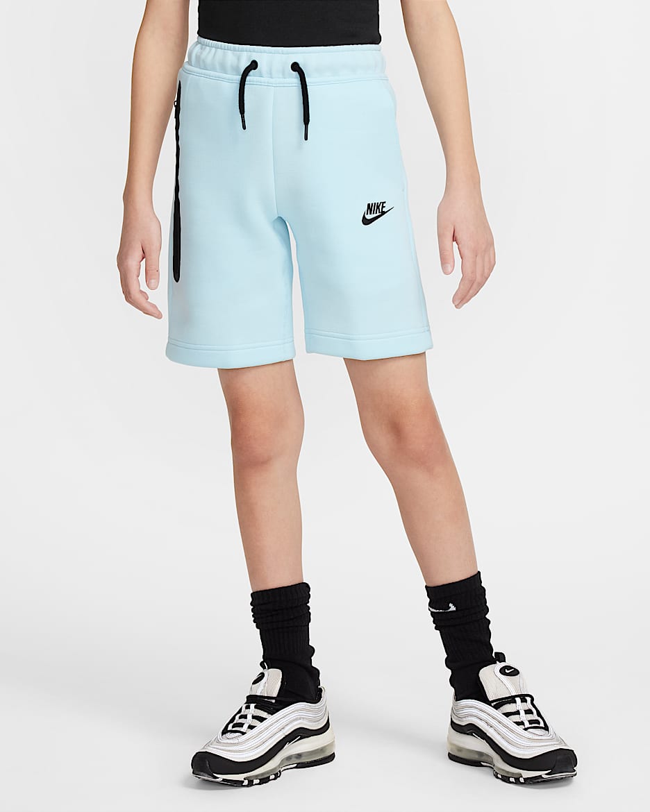 Nike Tech Fleece Older Kids' (Boys') Shorts - Glacier Blue/Black/Black