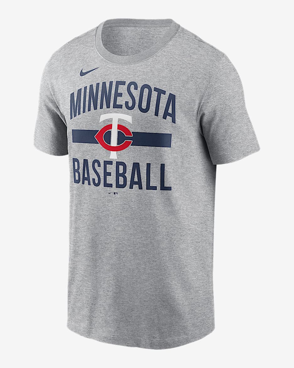 Playera Nike de la MLB para hombre Minnesota Twins Arched - Gris oscuro jaspeado