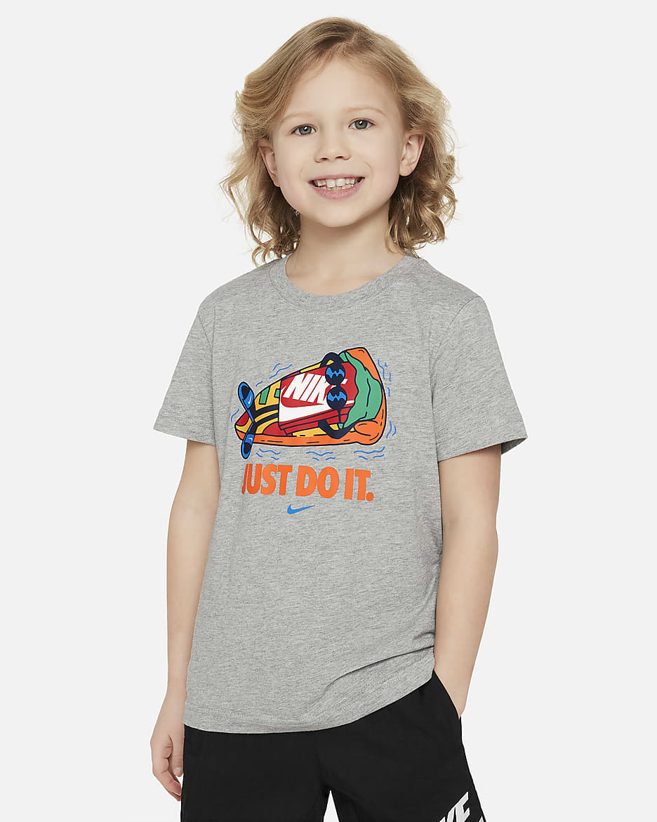 Playera cuadrada Float para niños talla pequeña Nike - Gris oscuro jaspeado