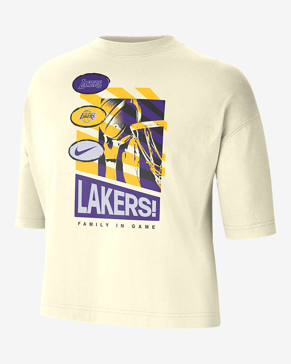 Los Angeles Lakers Courtside Women's Nike NBA Boxy T-Shirt - Coconut Milk