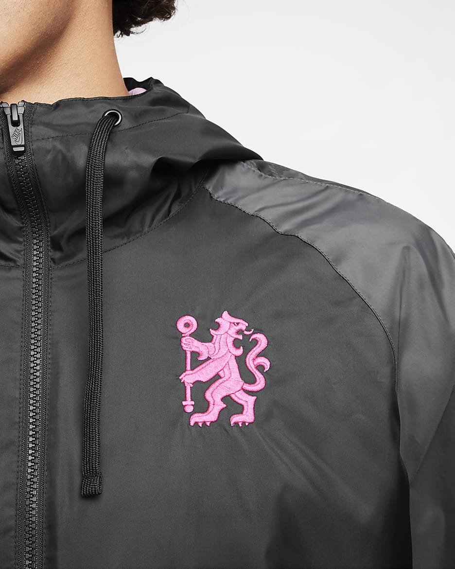 Survêtement tissé à capuche Nike Football Chelsea FC 3e tenue pour homme - Noir/Anthracite/Pink Prime