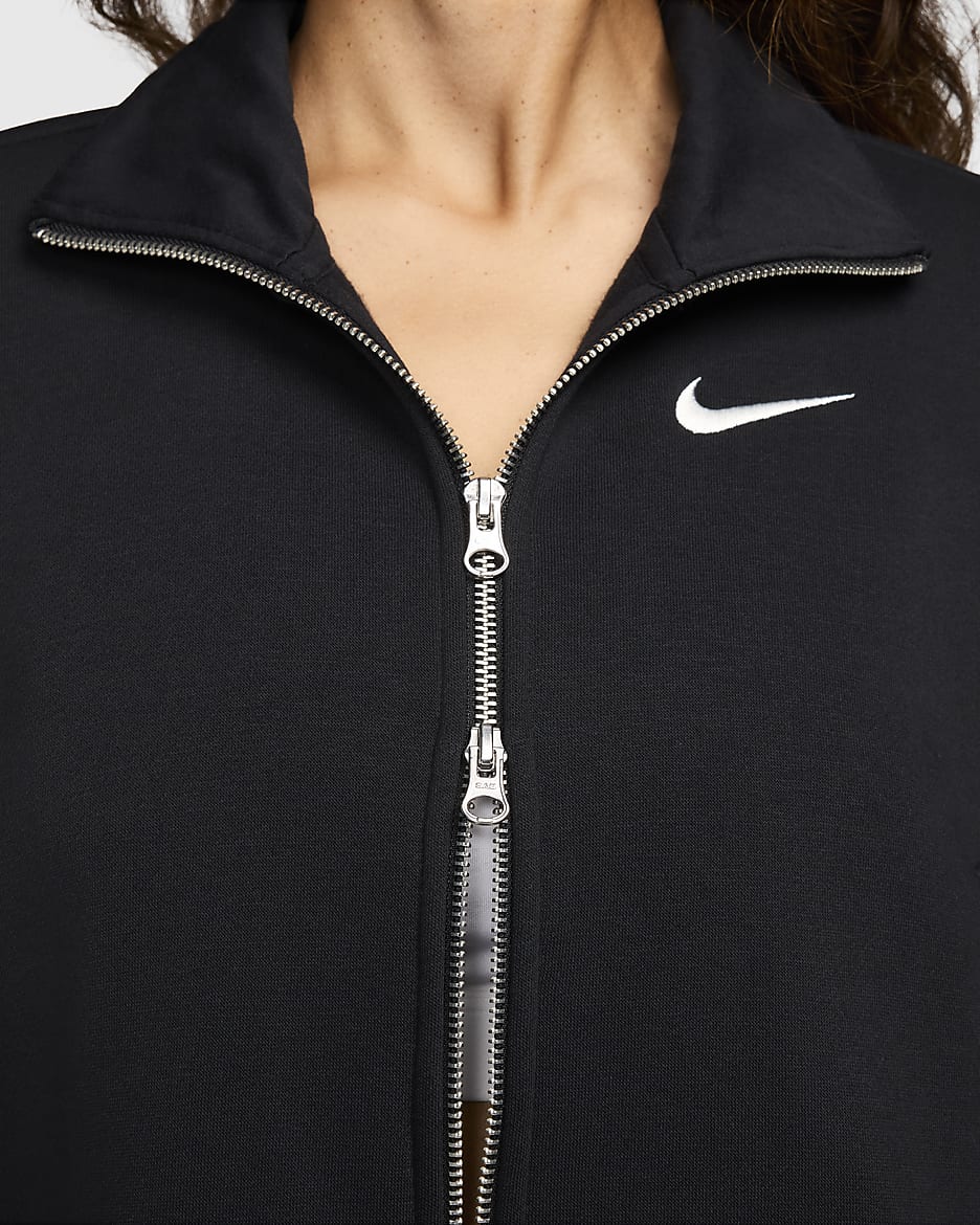 Track jacket oversize Nike Sportswear Phoenix Fleece – Donna - Nero/Sail