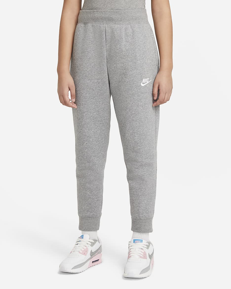 Nike Sportswear Club Fleece Big Kids' (Girls') Pants - Carbon Heather/White