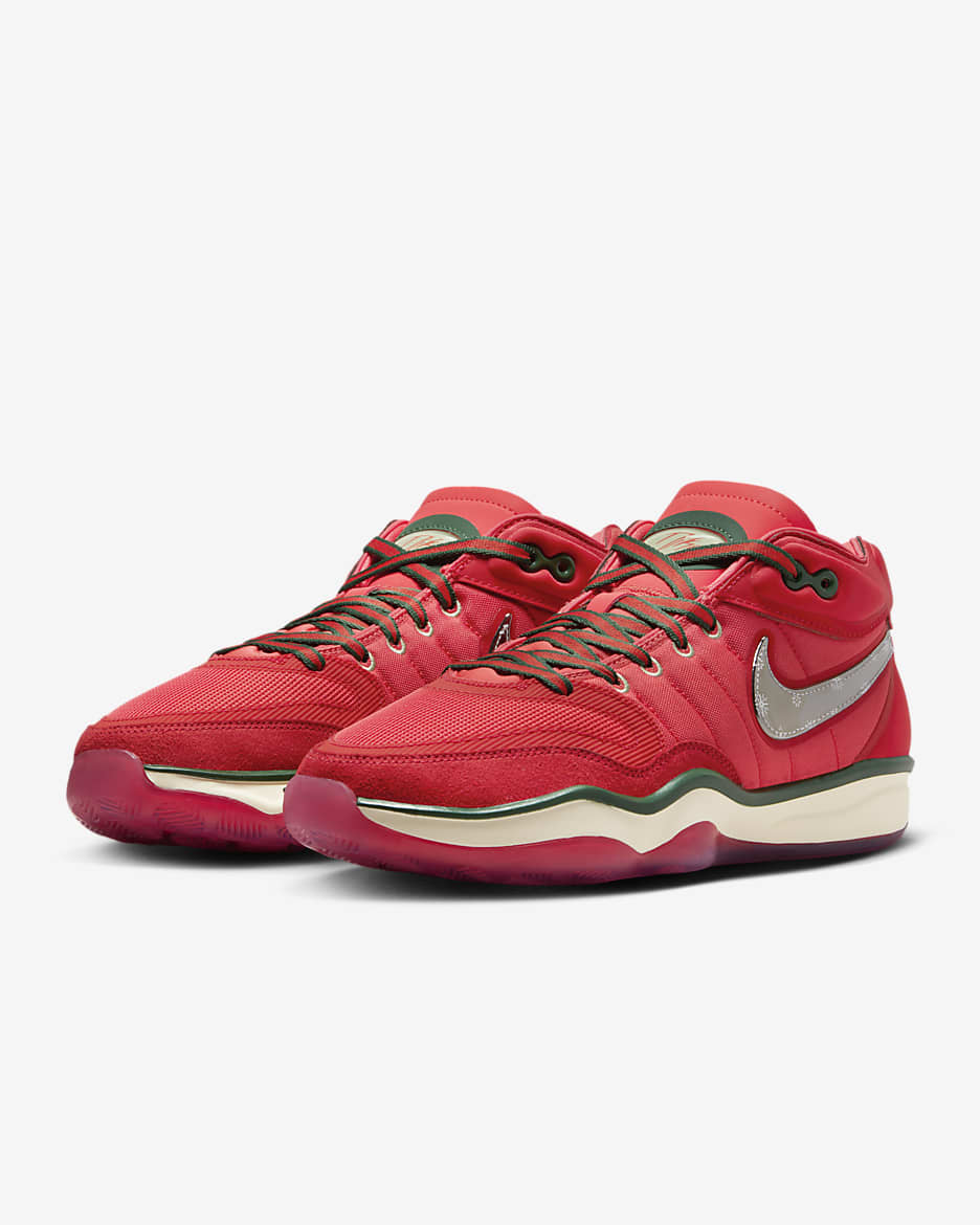 Nike G.T. Hustle 2 Basketball Shoes - Track Red/Mystic Red/Fir/Metallic Silver