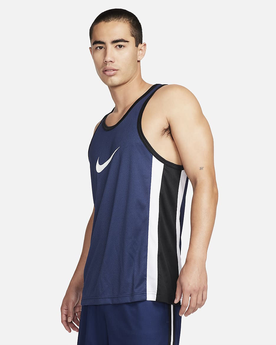 Nike Dri-FIT Icon Men's Basketball Jersey - Midnight Navy/Black/White/White