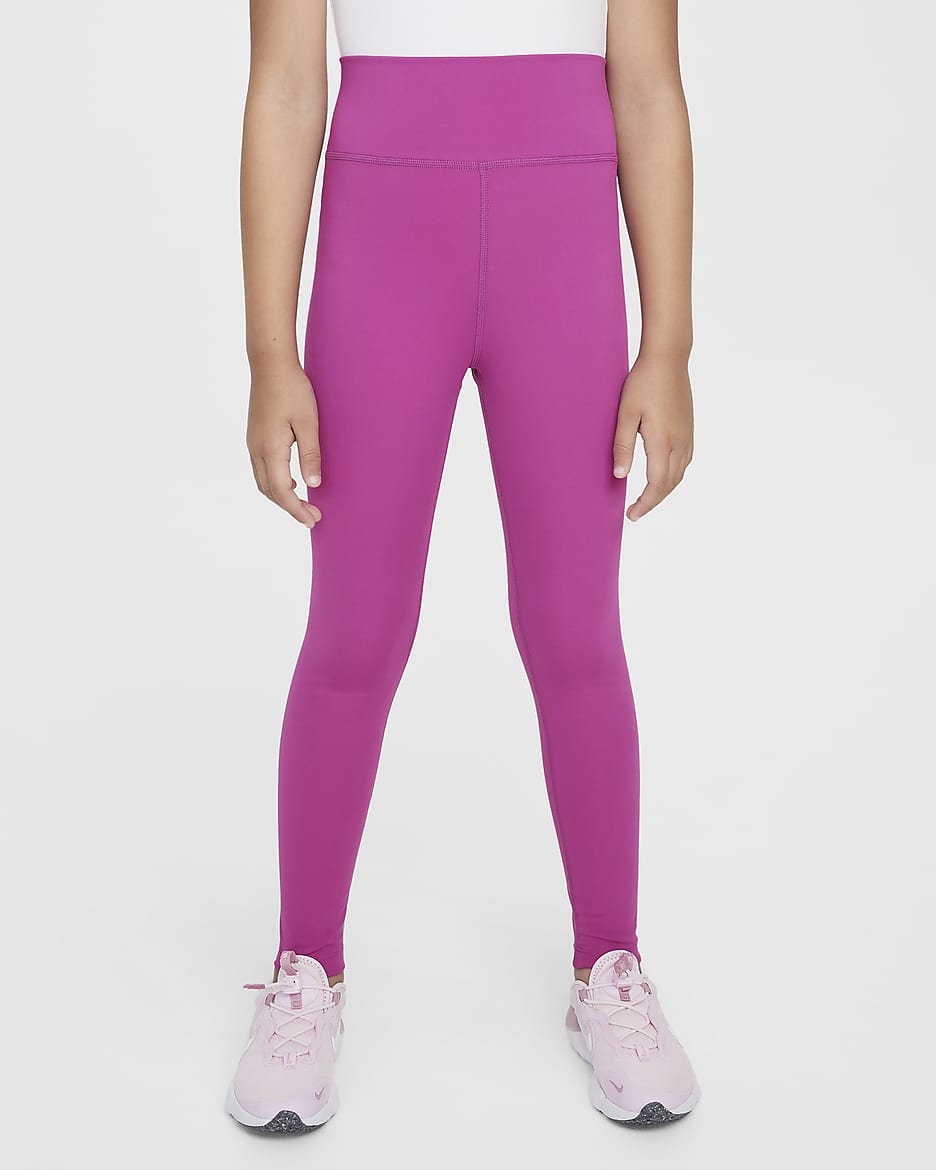 Nike One Older Kids' (Girls') Dri-FIT High-Waisted Leggings - Hot Fuchsia/White