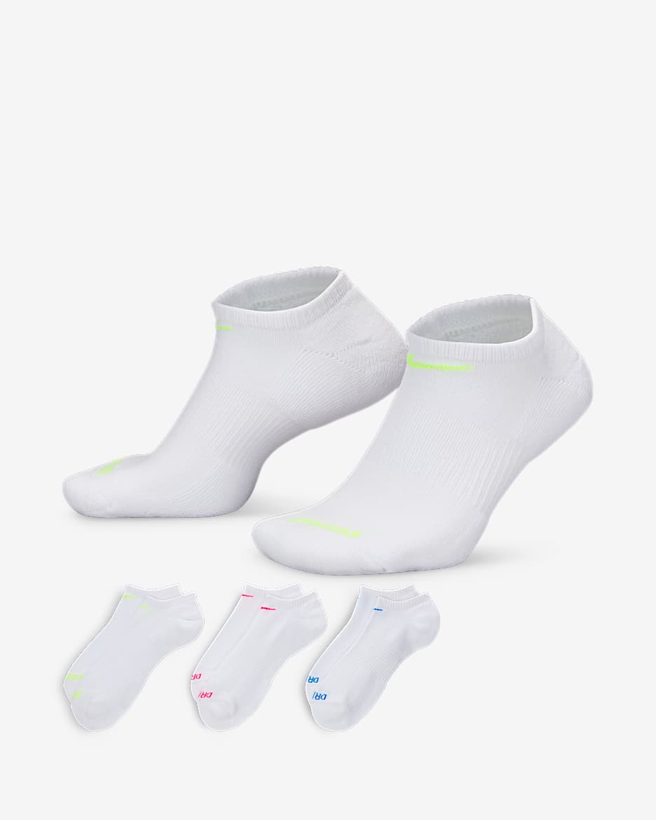 Calcetines de entrenamiento ocultos, con
amortiguación, Nike Everyday Plus (3
pares) - Multicolor