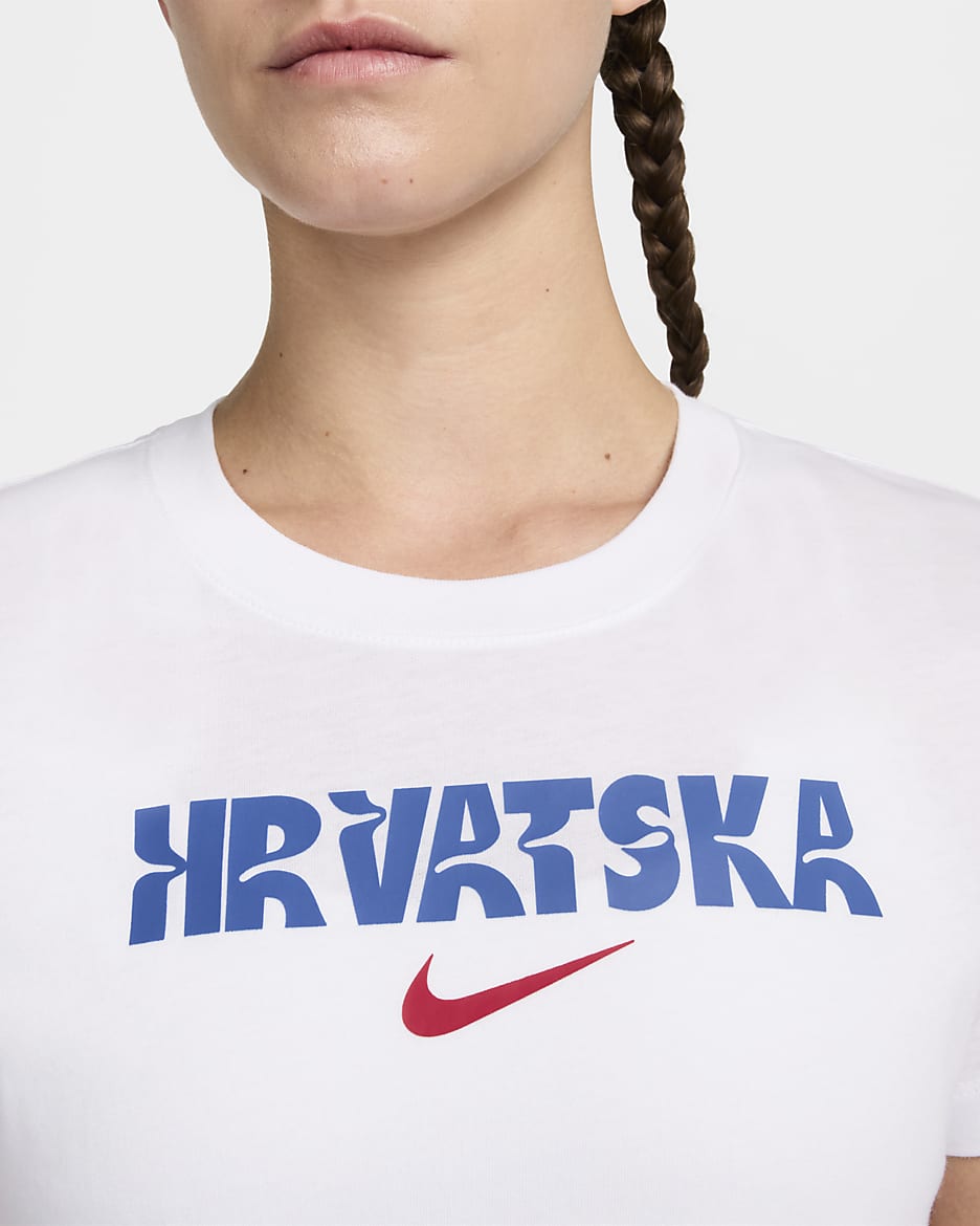 Croatia Crest Women's Nike Football T-Shirt - White/University Red