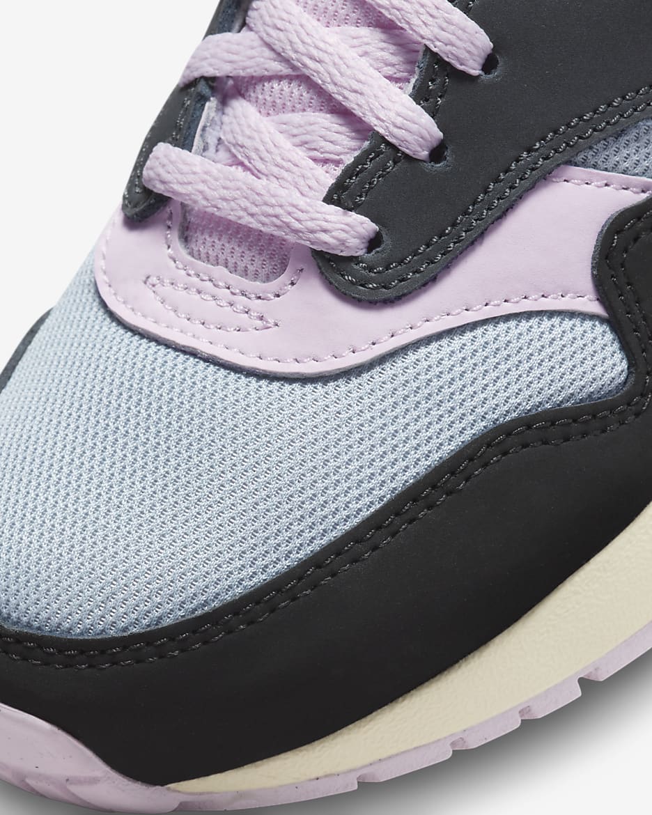 Tenis para niños grandes Air Max 1 - Negro/Antracita/Espuma rosa/Blanco cumbre