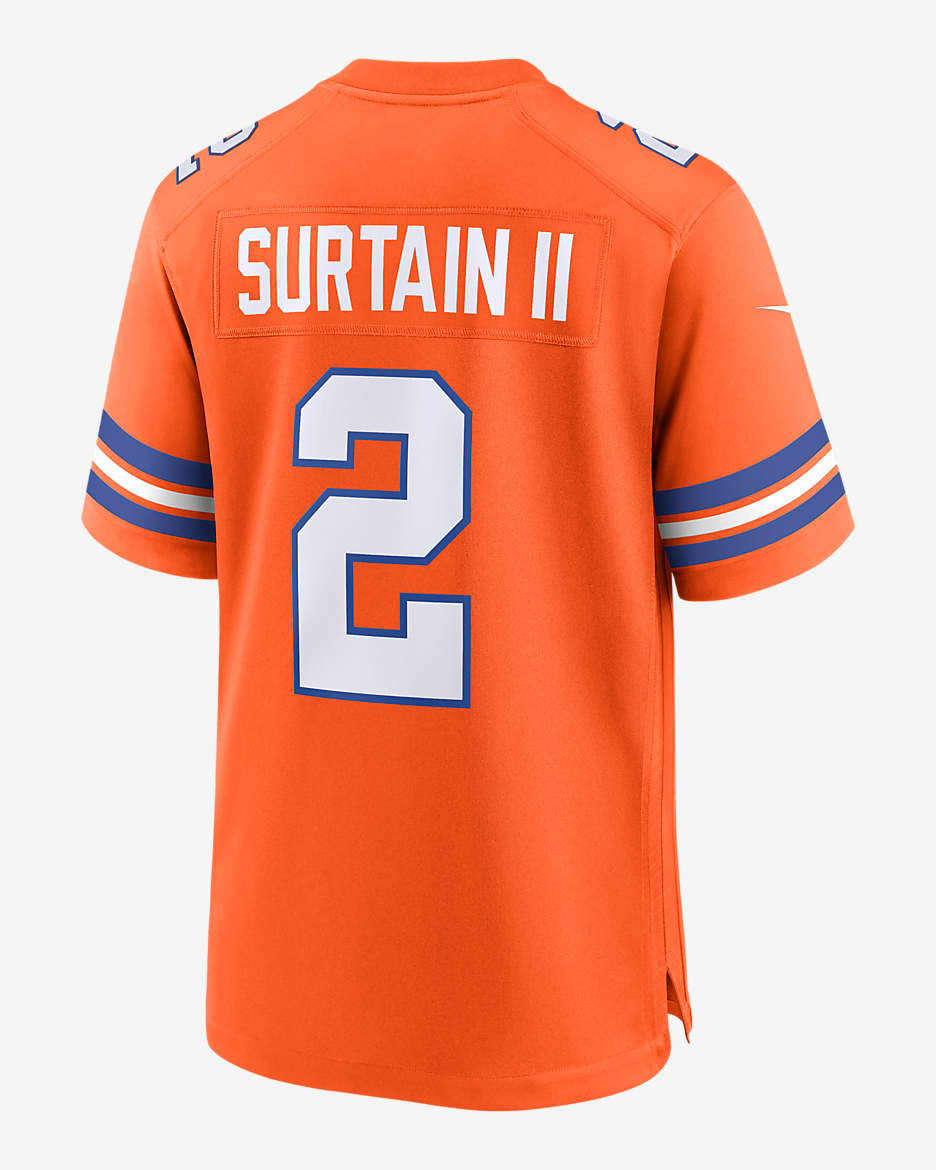 Jersey de fútbol americano Nike de la NFL Game para hombre Patrick Surtain II Denver Broncos - Naranja