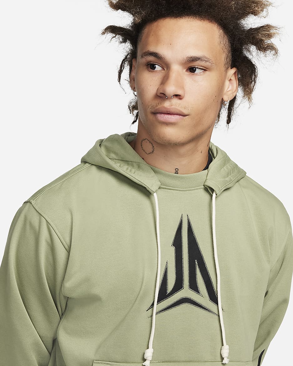 Ja Standard Issue Men's Dri-FIT Pullover Basketball Hoodie - Oil Green/Black