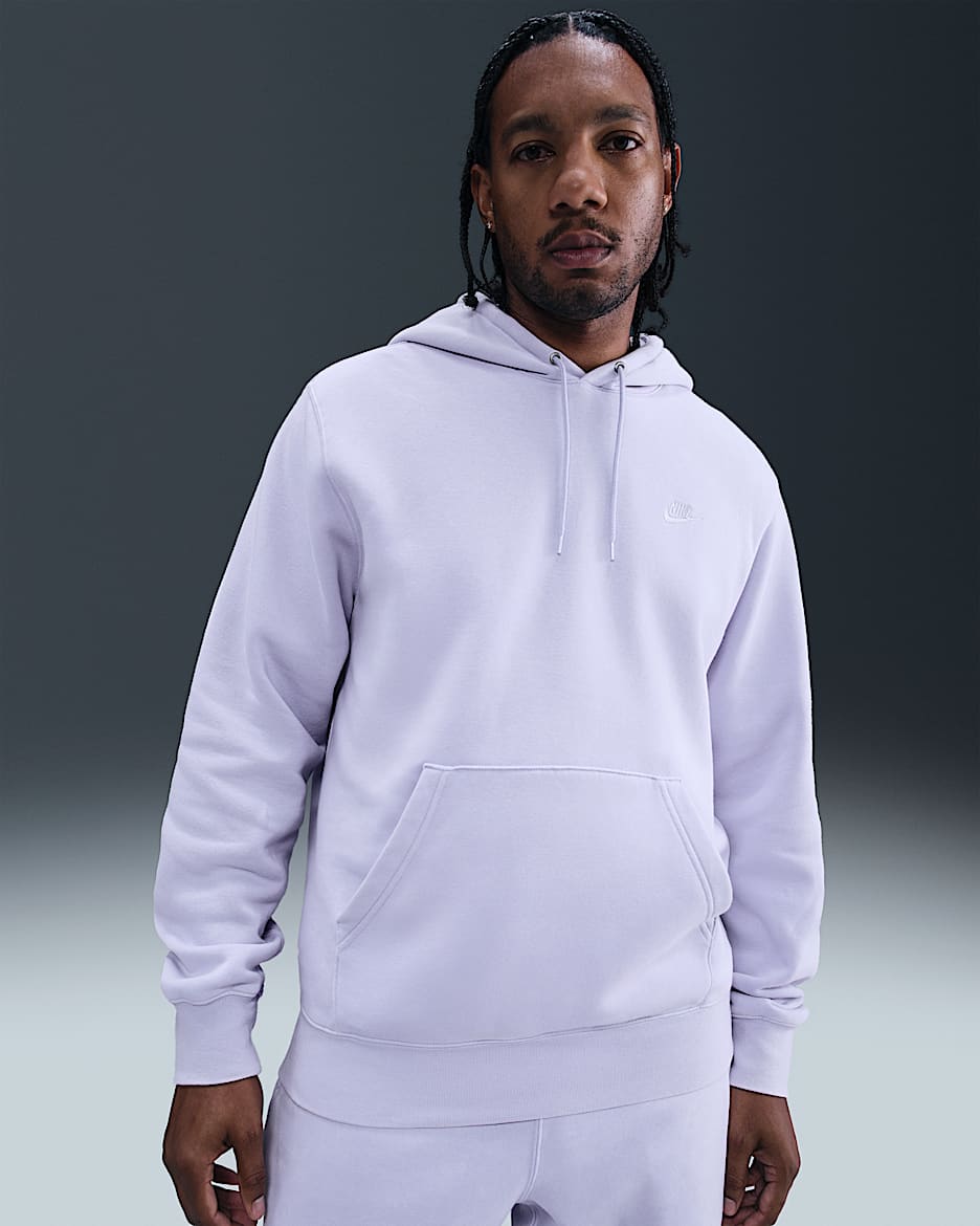Nike Sportswear Club Men's Washed Fleece Hoodie - Ghost/Ghost