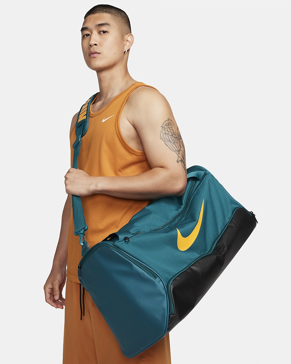 Nike Brasilia 9.5 Training Duffel Bag (Medium, 60L) - Geode Teal/Black/Sundial