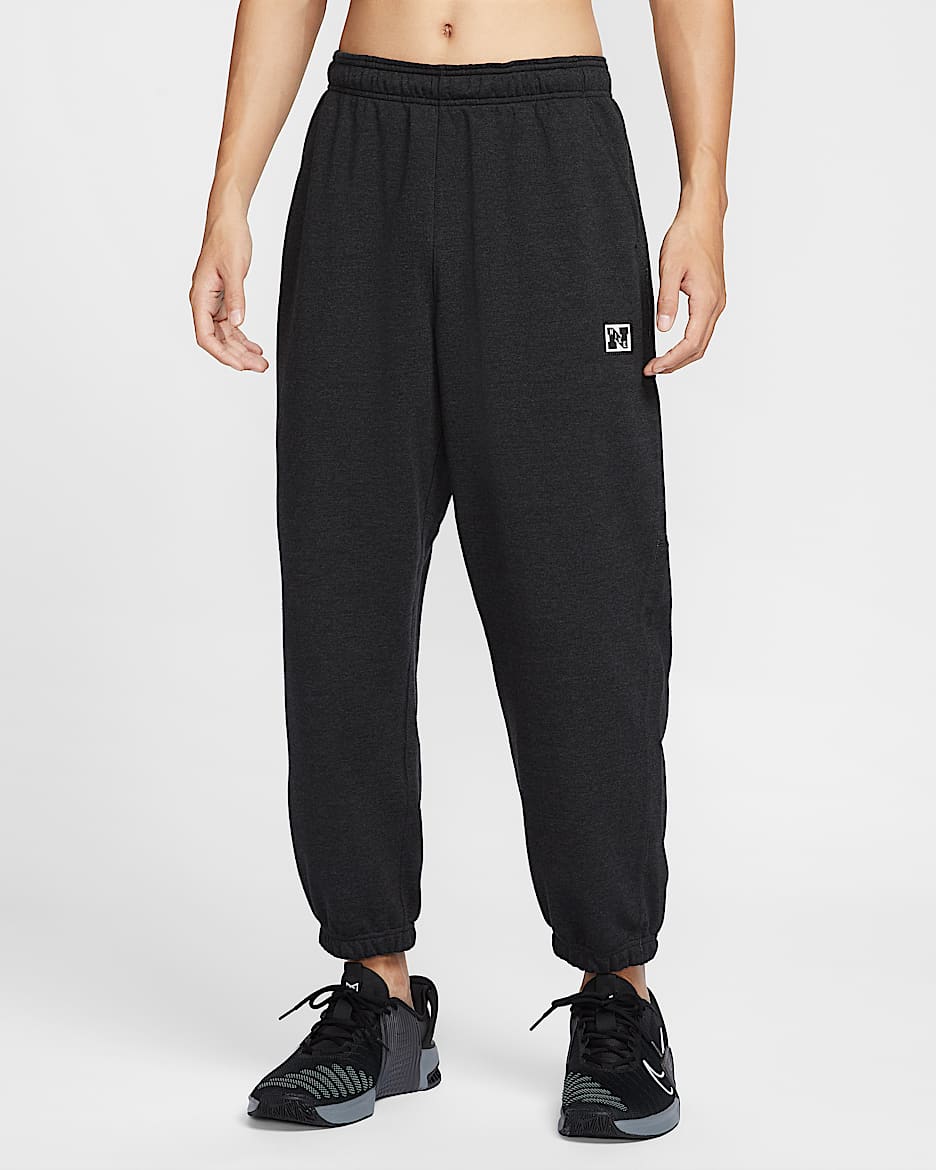 Nike Gym Heritage Men's Dri-FIT Fleece Fitness Pants - Black/Heather/Pale Ivory/Black