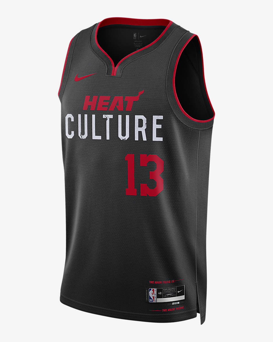 Jersey Nike Dri-FIT Swingman de la NBA para hombre Bam Adebayo Miami Heat City Edition 2023/24 - Negro